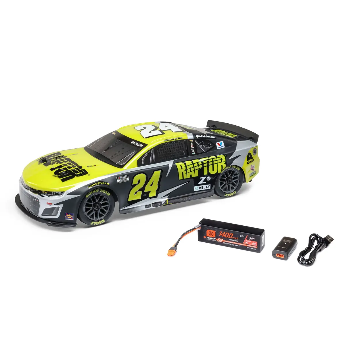 1/12 Nascar Rc Race Car William Byron No. 24 2025 Raptor Chevrolet Zl1 2S Awd Brushed On-Road (Battery & Charger Included), Black 1