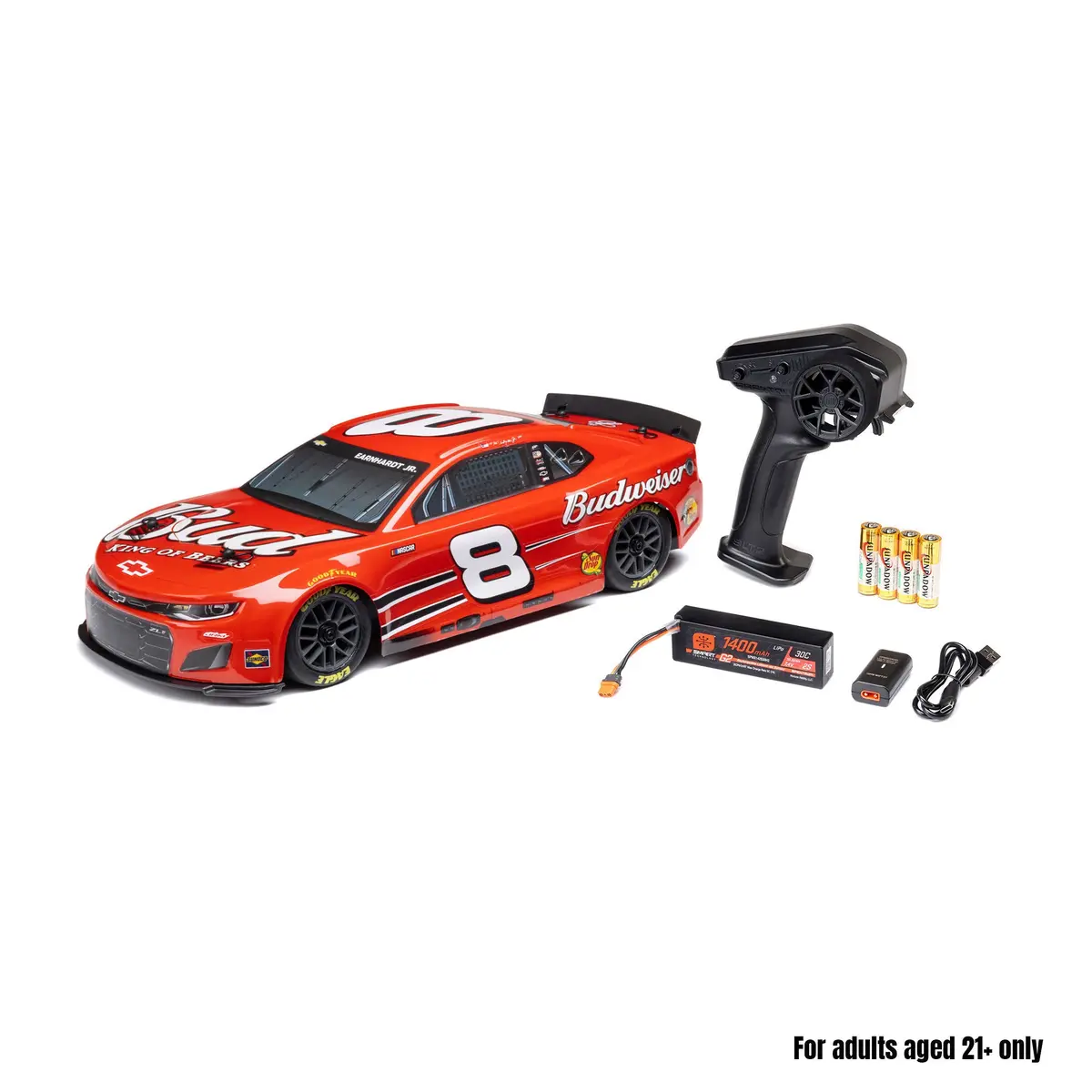 Losi 1/12 Nascar Rc Race Car Dale Earnhardt Jr. No. 8 Budweiser Chevrolet Zl1 2S Awd Rtr Brushed On-Road 1