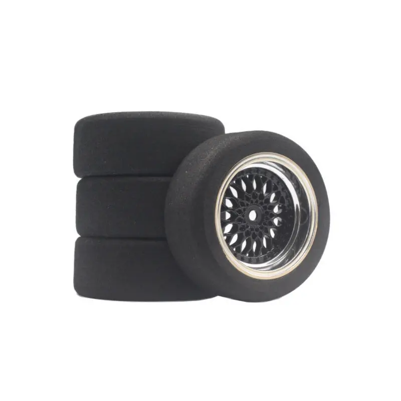 Powerhobby Mounted Foam Tires / Wheels (4) 1/10 Touring Car 6Mm Offset Black 1
