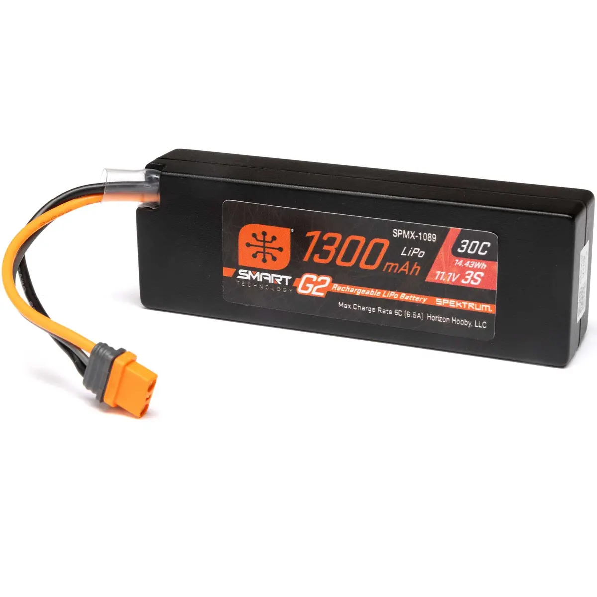 11.1V 1300Mah 3S 30C Smart G2 Lipo Battery: Ic2 Connector Spmx-1089 1