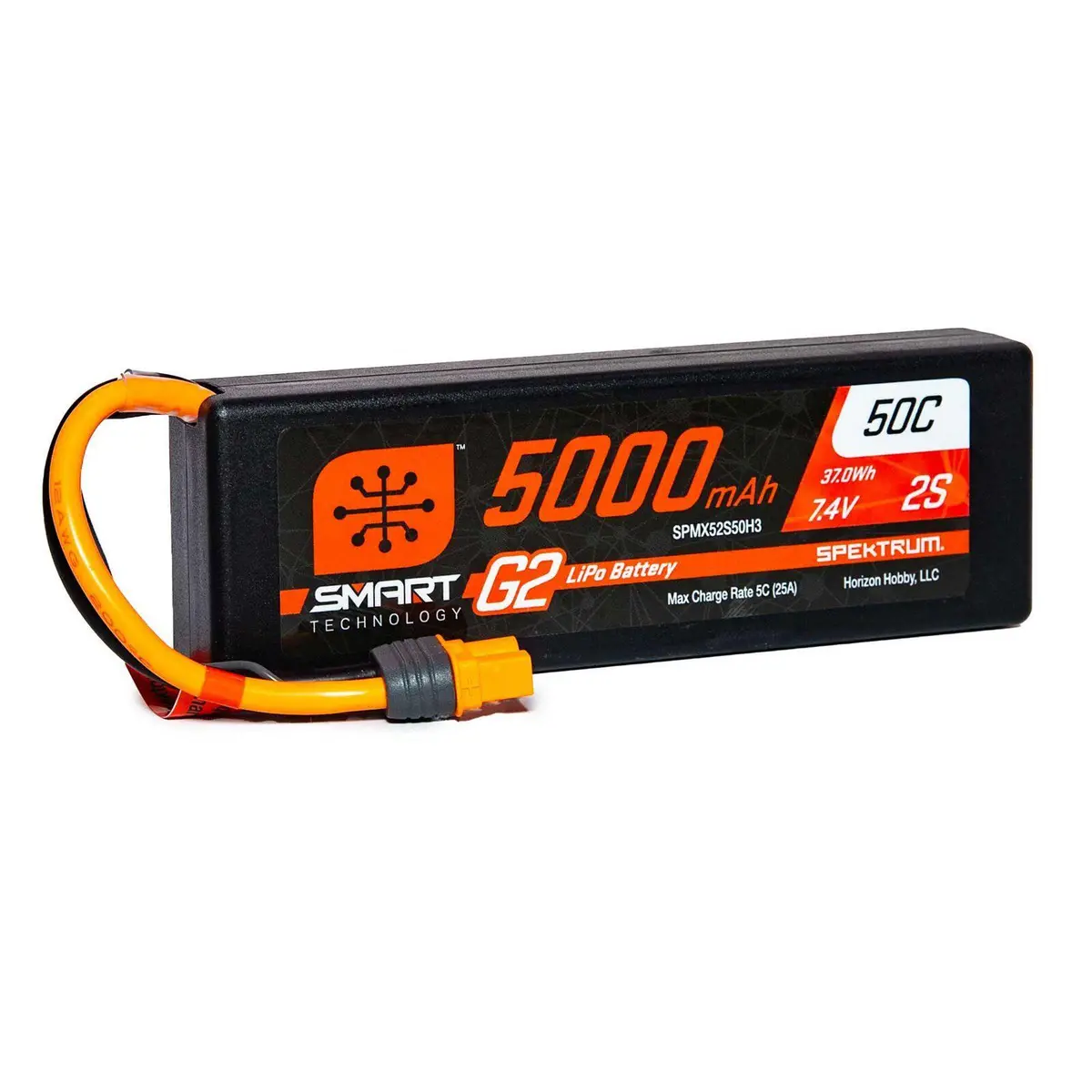 Spektrum 5000Mah 2S 7.4V Smart G2 Lipo 50C Hard Case Ic3 Spmx52s50h3 1