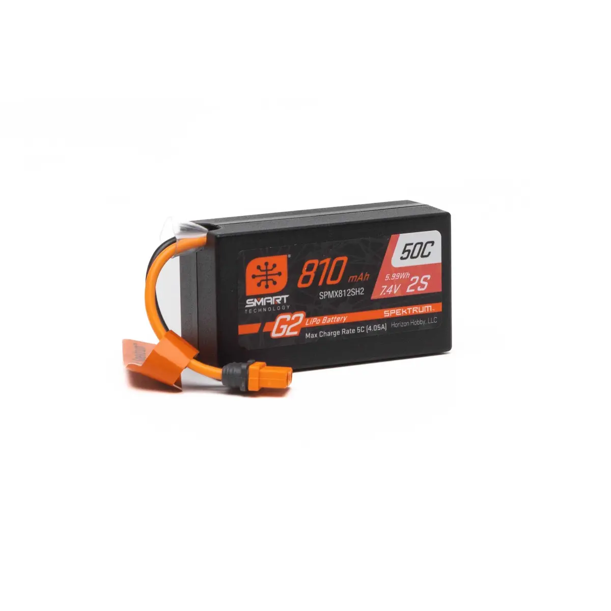 Spektrum 810Mah 2S 7.4V Smart G2 50C Lipo; Ic2 Spmx812sh2 1