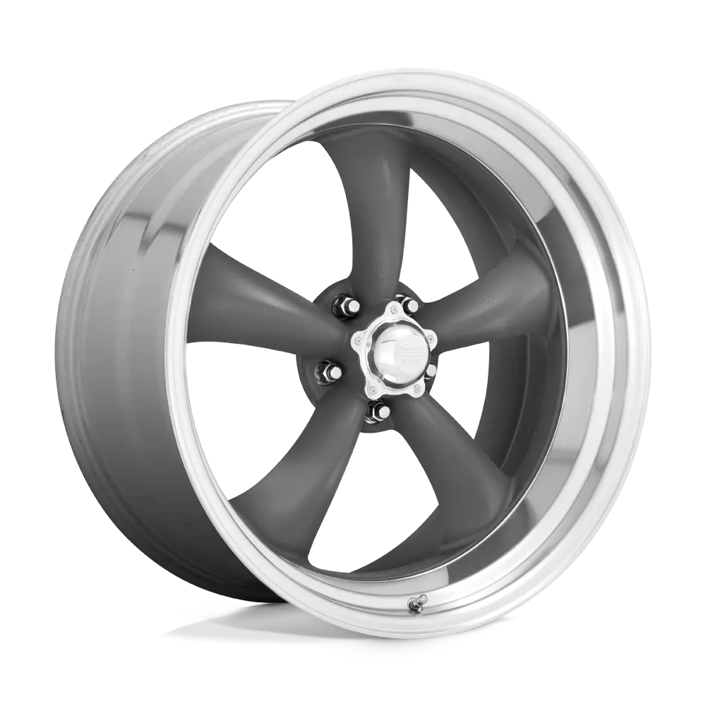 18x7-inch American Racing Vintage Wheel — Gunmetal Gray Machined Lip with 6mm Offset