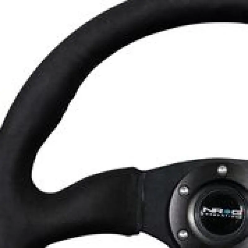 Nrg Reinforced 350Mm Steering Wheel – Black Alcantara Grip, Matte Black Spokes 1