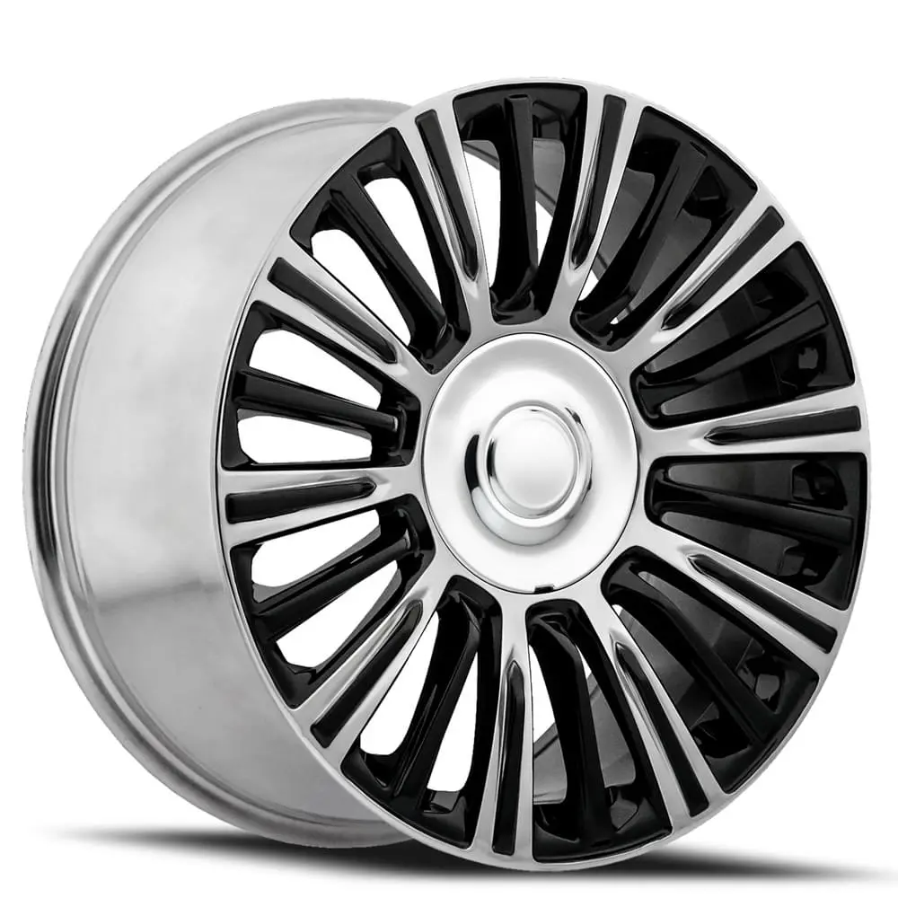 22X9 Gloss Black Polished Accents Escalade Style Wheels (Fr91, 6X139.7, +28 Offset) 1