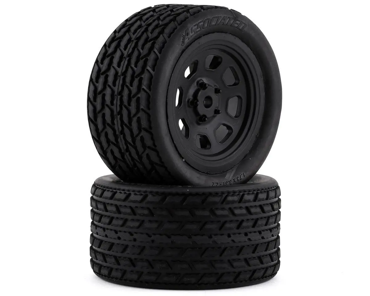 Team Associated Sr10 Pre-Mounted Street Stock Tires W/Rear Wheels (2) 71195 | Asc71195 1
