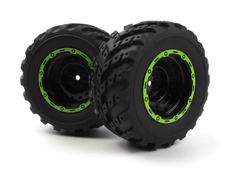 Blackzon Smyter Mt Wheels/Tires Assembled (Black/Green) 540181 1