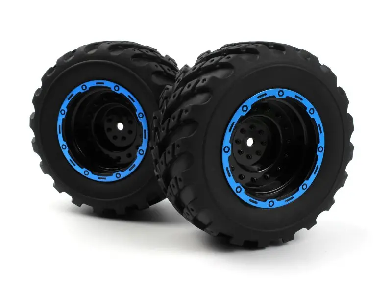 Blackzon Smyter Mt Wheels/Tires Assembled (Black/Blue) 540182 1