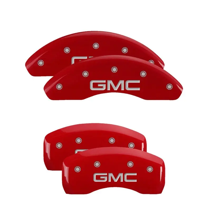 Mgp Engraved Caliper Covers For 2019 Gmc Terrain – Front & Rear, Red Finish With Silver Accent 1