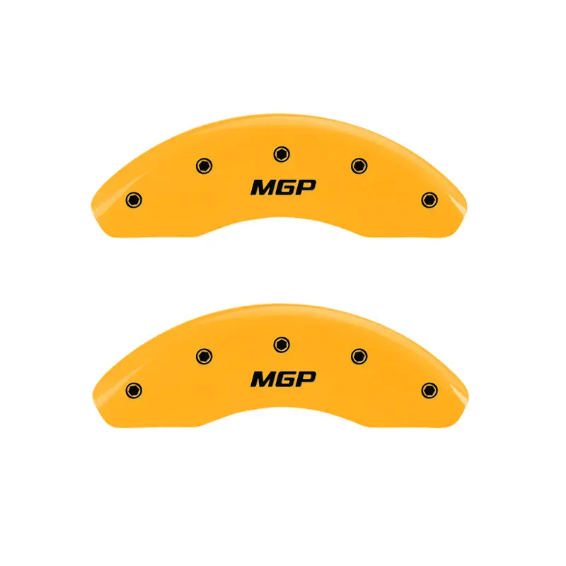 Mgp Engraved 4-Piece Caliper Cover Set – Front & Rear, Yellow Finish With Black Chrome Trim 1