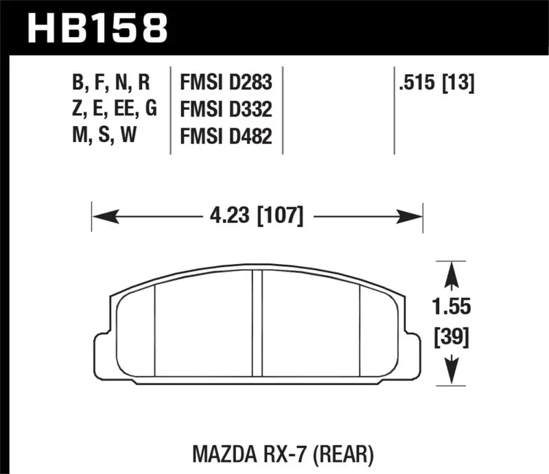 Hawk Hps Street Rear Brake Pads For 1986–1995 Mazda Rx-7 1
