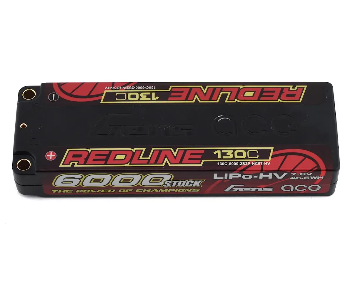 Gens Ace Redline 2S Lihv Lipo Battery 130C W/5Mm Bullets (7.6V/6000Mah) Gea60002s13l5 1