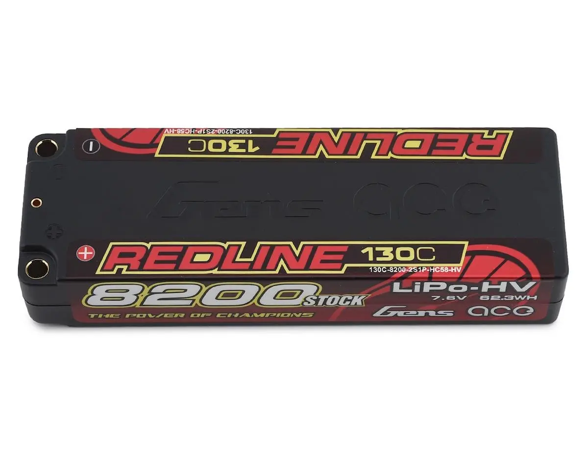 Gens Ace Redline 2S Lihv Lipo Battery 130C W/5Mm Bullets (7.6V/8200Mah) Gea82002s13d5 1