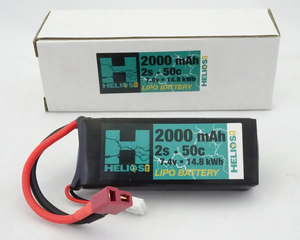 Helios Rc 2S 50C Lipo Battery W/Deans Connector (7.4V/2000Mah) Hel-2S2000-50-Dn 1