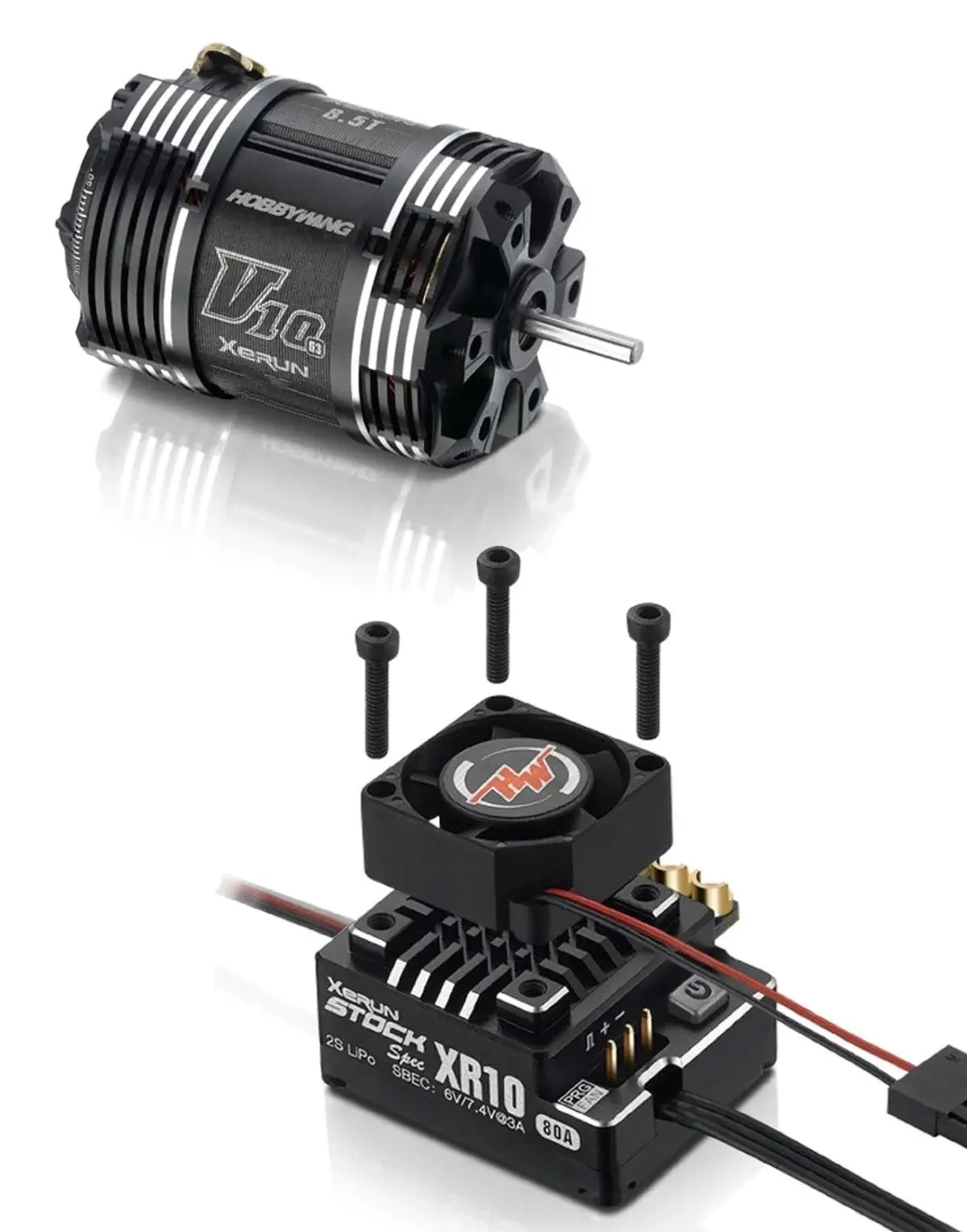 Hobbywing Stock Spec 2S Combo Xr10 2S Esc And V10 G4 Brushless Motor 1
