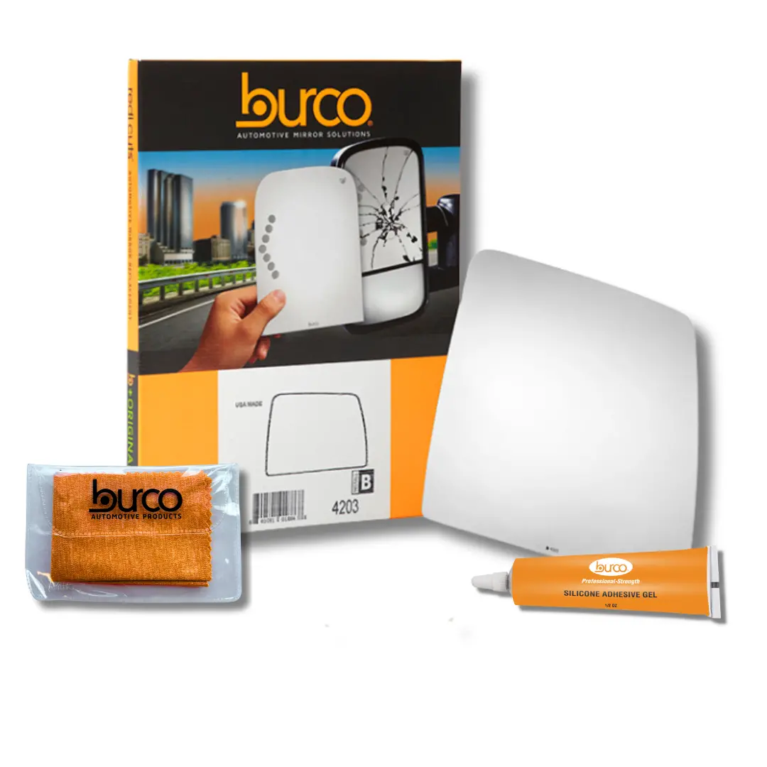 Burco - Driver Side View Mirror Heated For Heated Dodge Ram Lh Power Inside Flat With 6 X 6 Microfiber Cloth & Silicone - 1 2 Oz Tube 1