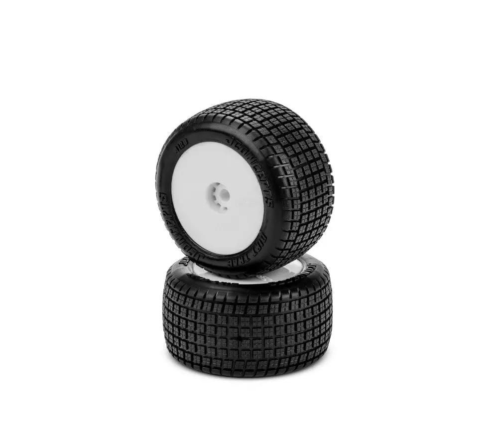 Jconcepts Dirt Trac Mini - Green Compound, Pre-Mounted, White Wheels (Fits - Losi Mini-B | Mini-T Rear 2.0) 4120-1221 1