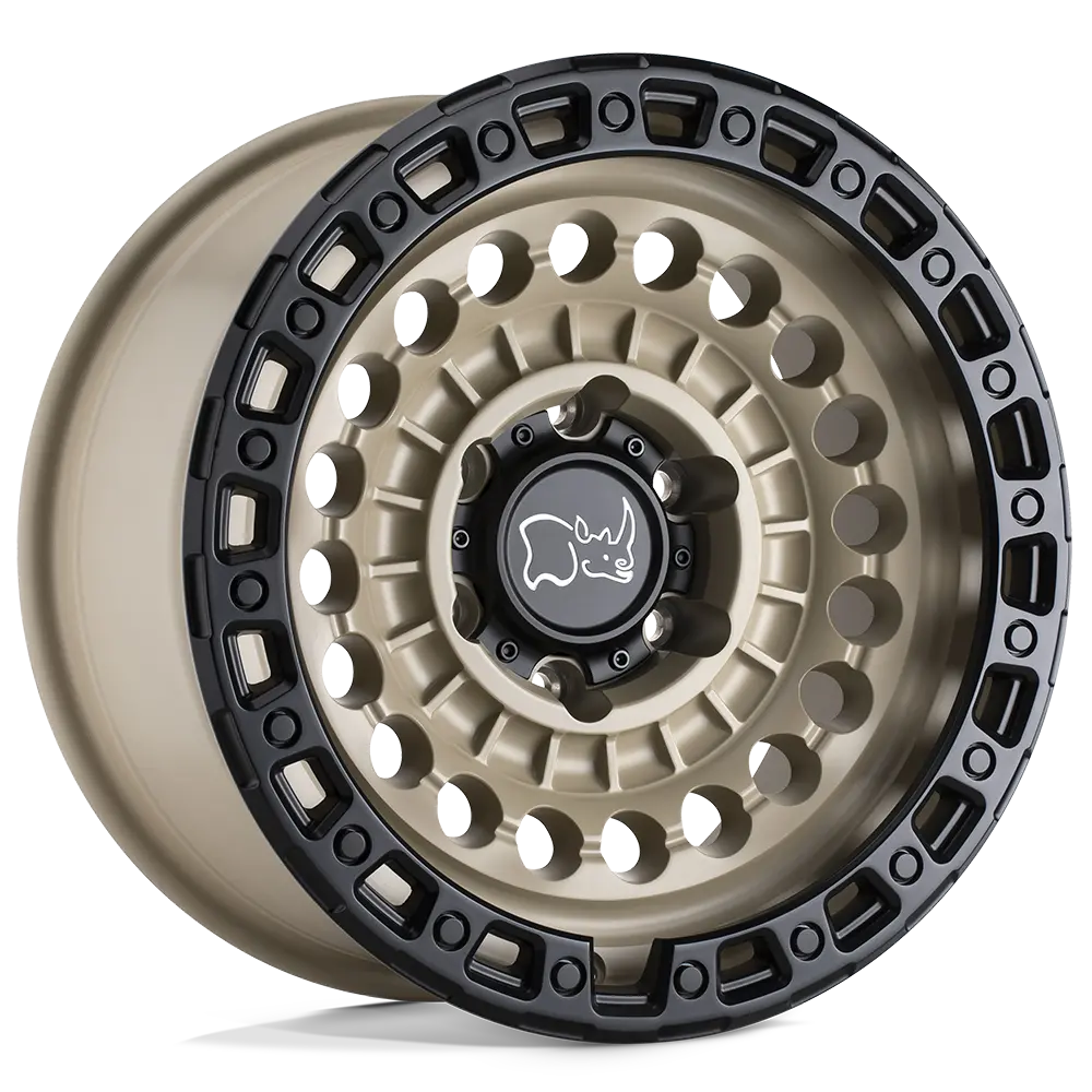 20X9.5 Desert Sand W/ Black Ring 12Mm Black Rhino Wheel 1