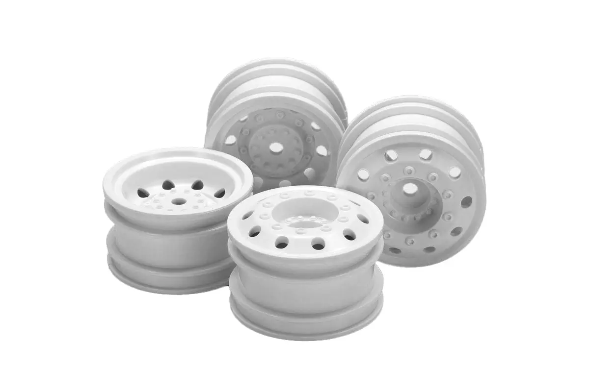 Tamiya Rc On-Road Racing Truck Wheels, Front And Rear, White, 2 Pcs Each 54964 1