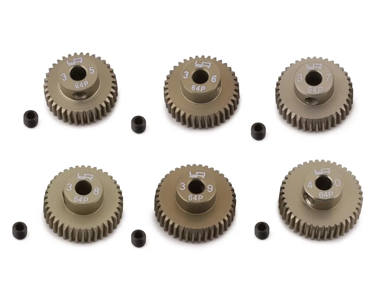 Yeah Racing Hard Coated 64P Aluminum Pinion Gear Set (35, 36, 37, 38, 39, 40T) Mg-64035-040 1