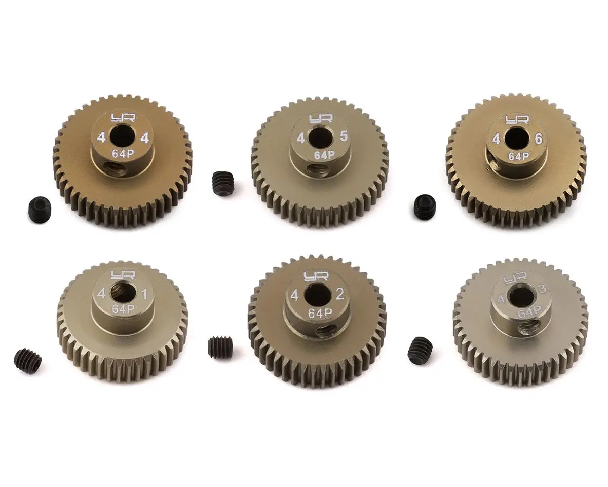 Yeah Racing Hard Coated 64P Aluminum Pinion Gear Set (41, 42, 43, 44, 45, 46T) Mg-64041-046 1