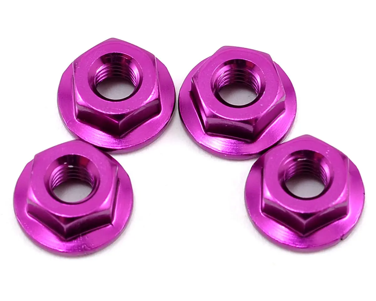 Yokomo 4Mm Aluminum Serrated Flanged Nut (Purple) (4) Yokzc-N4fp 1