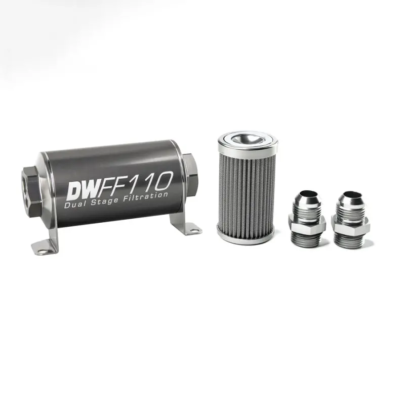Deatschwerks 10An Stainless Steel Inline Fuel Filter Housing Kit – 100-Micron, 110Mm Length 1