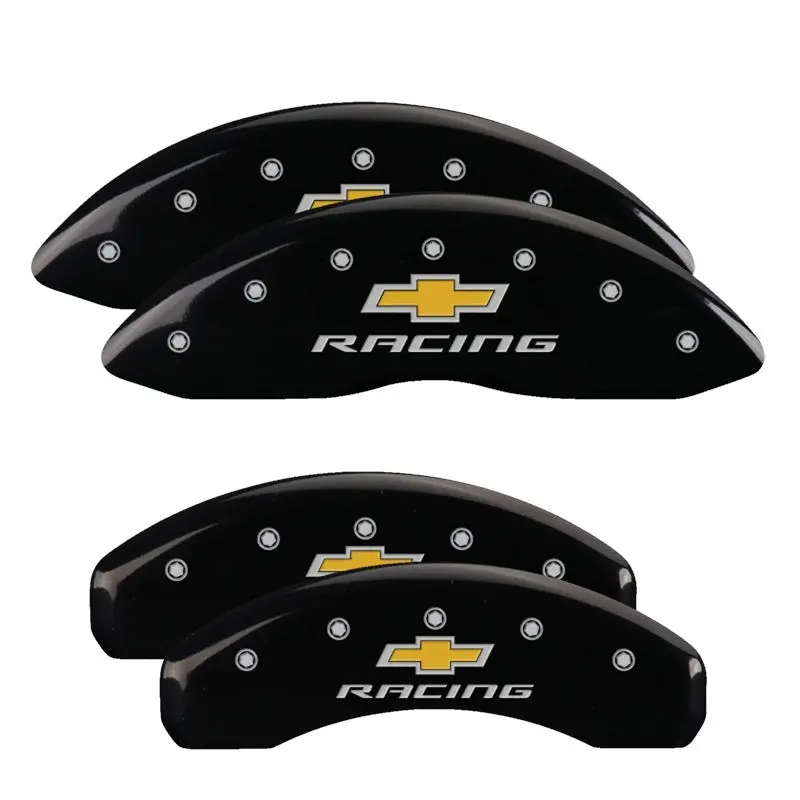 Mgp Engraved Caliper Covers For 2012 Chevrolet Camaro – Front & Rear, Racing Black With Silver Accent 1