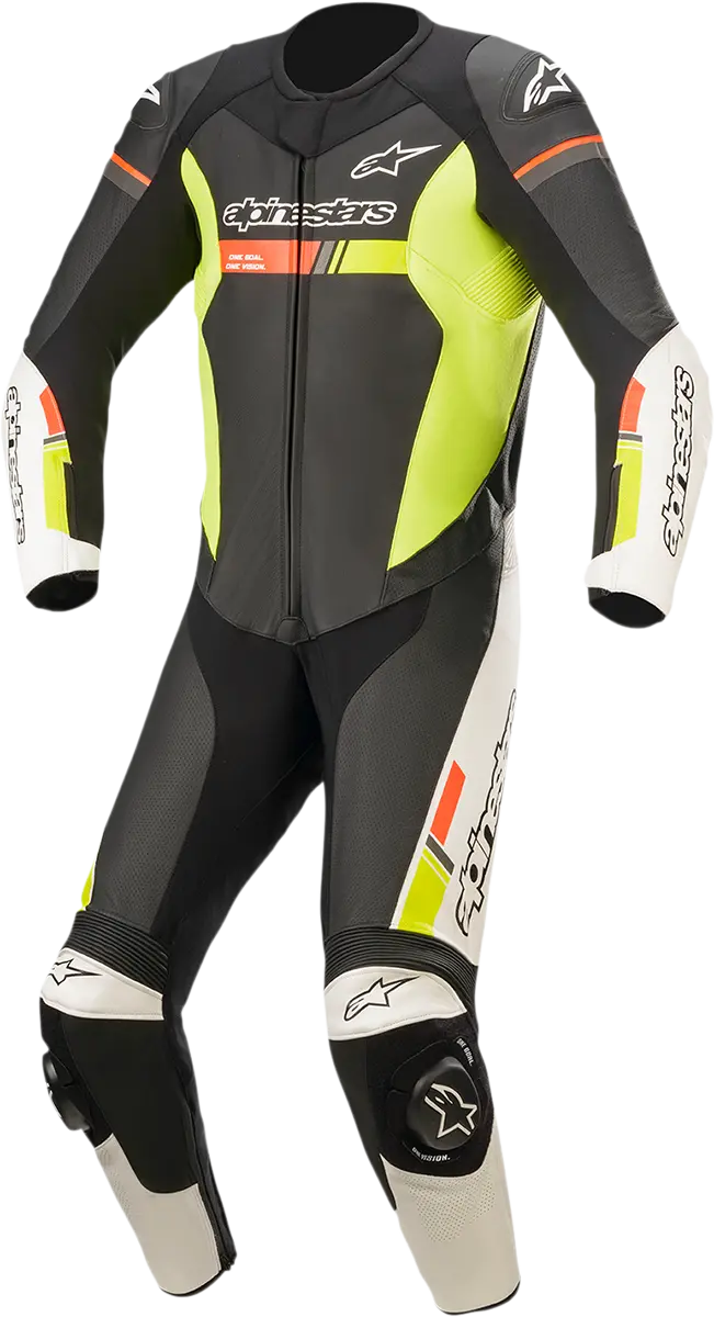 Alpinestars Gp Force Chaser One-Piece Leather Racing Suit – Black/White/Fluorescent Red-Yellow, Size Us 40 / Eu 50 1