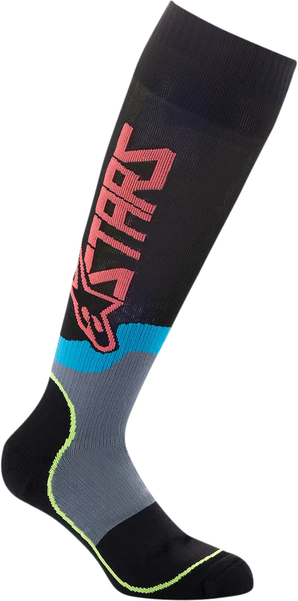 Alpinestars Mx Plus-2 Motocross Socks — Black/Yellow/Fluorescent Coral, Medium (Size 4701920-1534-M) 1