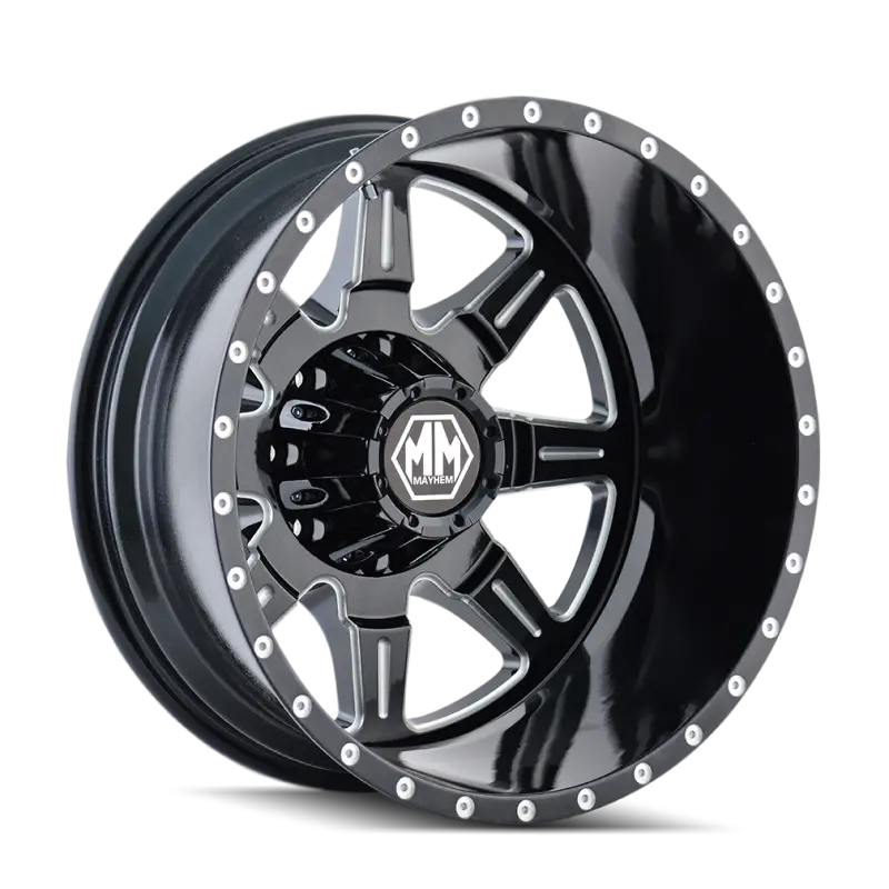 Mayhem Monstir Forged Alloy Rear Wheel – 20×8.25″, 8×170Mm Bolt Pattern, –160Mm Offset, 124.9Mm Hub Bore, Black/Milled Spoke Finish 1