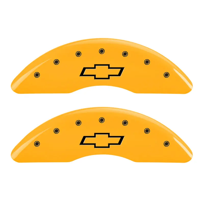 Mgp Bowtie-Branded Caliper Covers – Front & Rear Set, Yellow Finish With Black Lettering 1