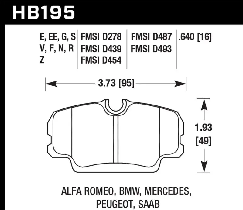 Hawk Bmw 3 Series / Mercedes Benz 190 Series / Saab 900/9000 Dtc-60 Race Front Brake Pads 1