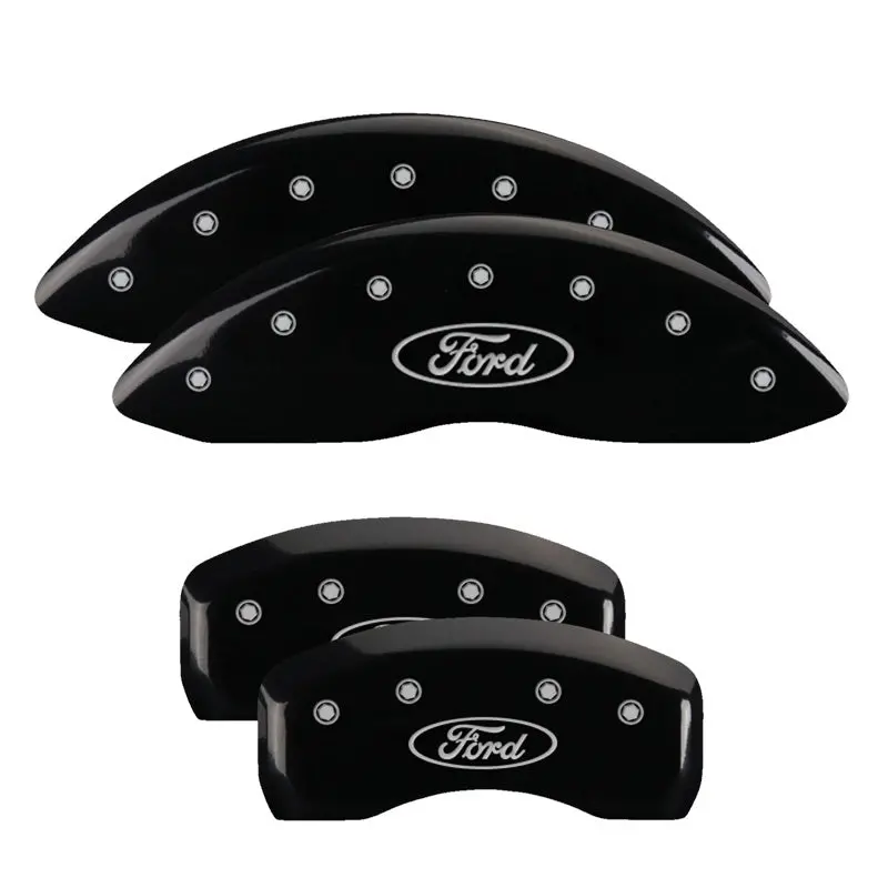 Mgp Engraved 4-Piston Caliper Covers — Oval Ford Logo, Black Finish With Silver Accents 1
