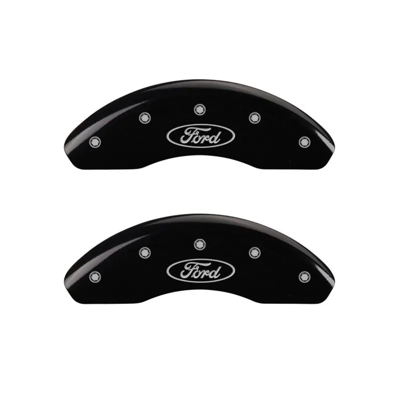 Mgp 4 Caliper Covers Engraved Front & Rear Oval Logo/Ford Black Finish Silver Ch 1