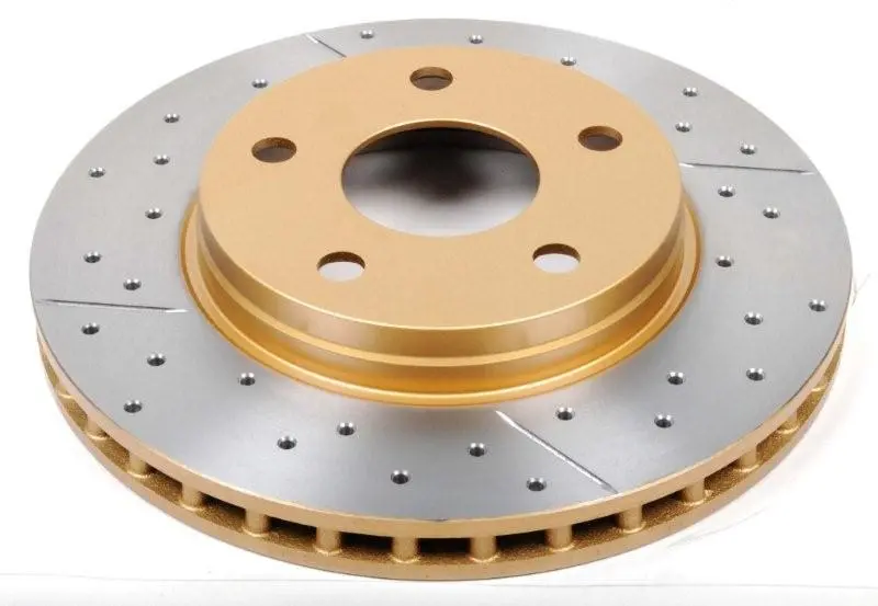 Dba 07-17 Jeep Wrangler Front Drilled & Slotted Street Series X-Gold Rotor 1