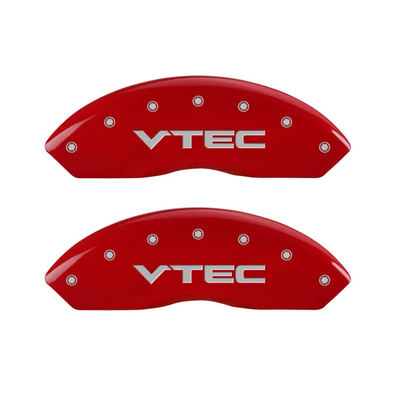 Mgp 4 Caliper Covers Engraved Front & Rear Vtech Red Finish Silver Ch 1