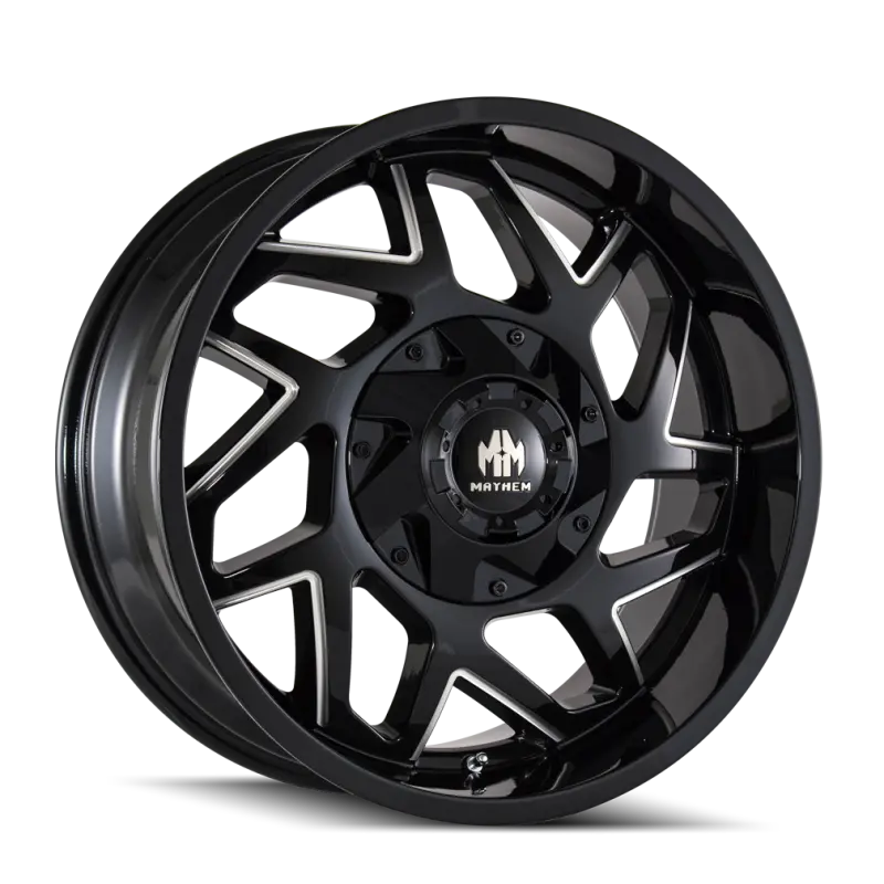 Mayhem Hatchet Forged Wheel – 20X10", 8X165.1 Bolt Pattern, -19Mm Offset, 130.8Mm Hub Bore – Black W/ Milled Spokes 1