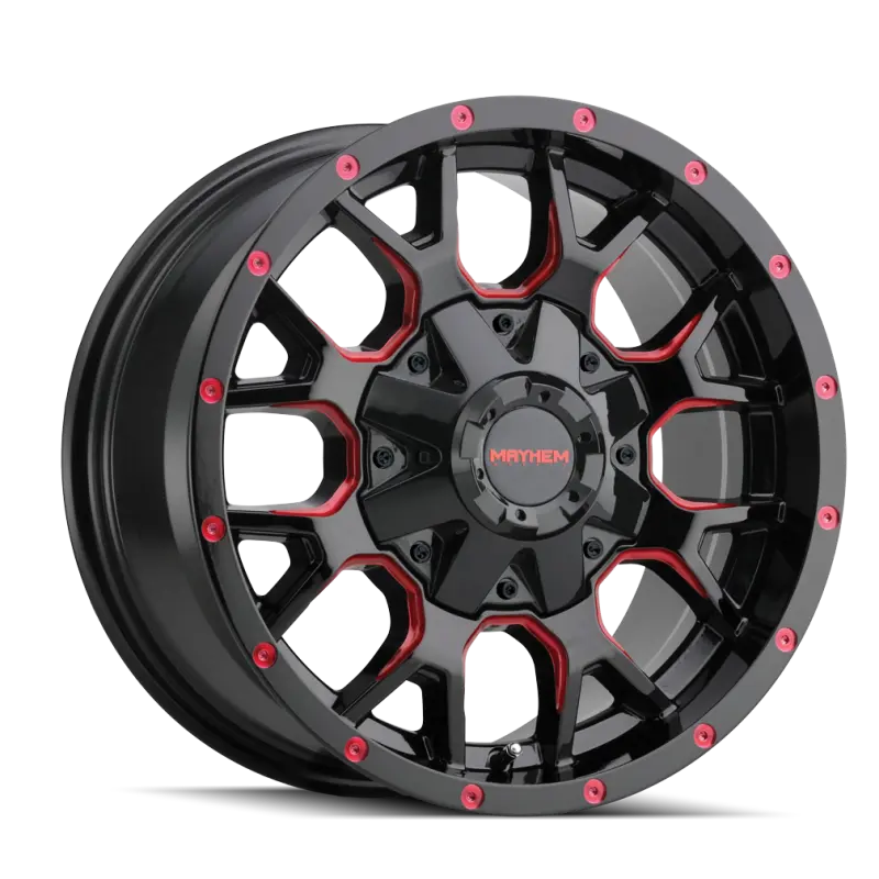 Mayhem 8015 Warrior Forged Wheel — 17X9", 6X135, -12Mm Offset, 106Mm Hub, Black W/ Prism Red Accent 1