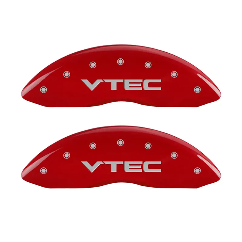 Mgp 4 Caliper Covers Engraved Front & Rear Vtech Red Finish Silver Ch 1