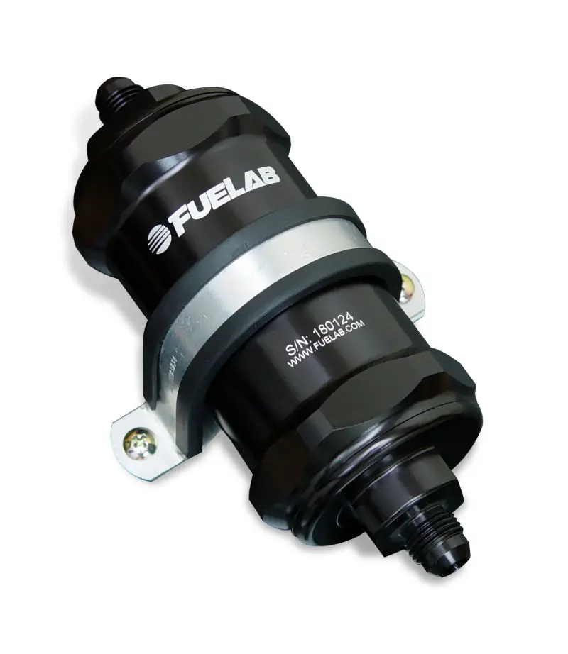 Fuelab 818 In-Line Fuel Filter Standard -10An In/Out 6 Micron Fiberglass - Black 1
