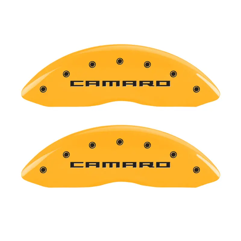 Mgp Gen 5 Camaro Front & Z28 Rear Engraved Brake Caliper Covers – Yellow On Black 1