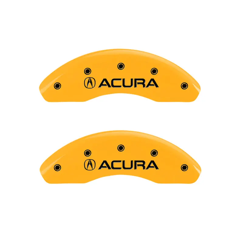 Mgp 4 Caliper Covers Engraved Front & Rear Acura Yellow Finish Black Ch 1