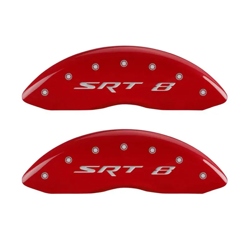 Mgp Engraved 4-Piston Caliper Covers – Front & Rear – Srt8 Red Finish With Silver Machined Accents 1