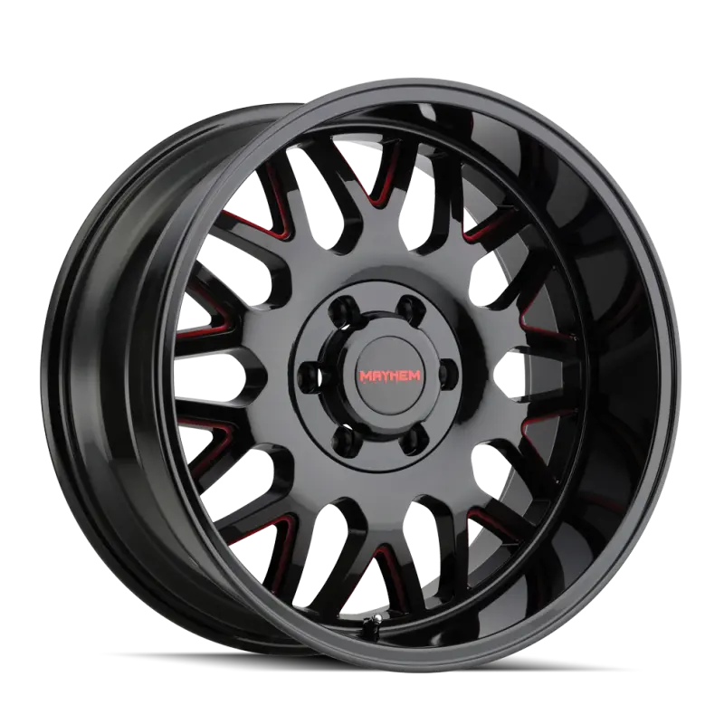 Mayhem Tripwire Forged Alloy Wheel – 20×10", 8×165.1Mm Bolt Pattern, -19Mm Offset, 130.8Mm Hub Bore, Matte Black With Prism Red Accent 1