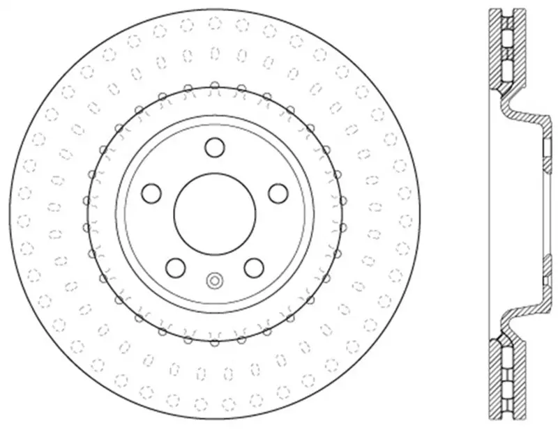 Stoptech Drilled Front Right Brake Rotor For Audi A6 Quattro (2012–2013), A7 Quattro (2011–2012), Q5 (2013), S4 (2007–2011, 2013), And S5 (2012) 1
